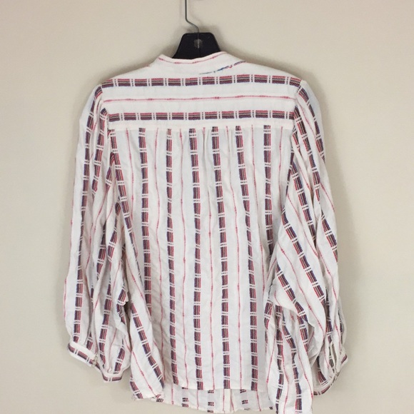 Pilcro Anthropologie Cotton Boho Embroidered Bella Femme Puff Sleeve Top XL - Picture 6 of 16